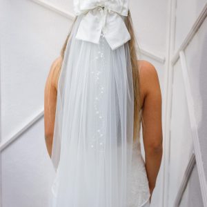 Gelin Saç Aksesuarı İncili Fiyonk Beyaz Duvak - Görsel 3