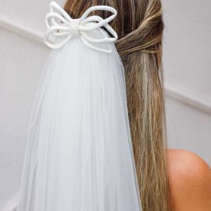 Gelin Duvak/Nikah Fiyonk Kumaş Beyaz Duvak - Görsel 3