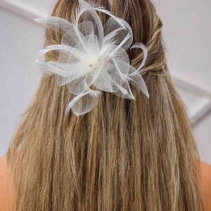 Gelin Saç Aksesuarı / Nikah Düğün Tül Otriş Beyaz Saç Aksesuarı - Görsel 2