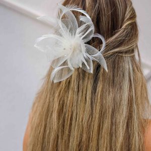 Gelin Saç Aksesuarı / Nikah Düğün Tül Otriş Beyaz Saç Aksesuarı - Görsel 3