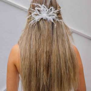 Gelin Saç Aksesuarı / Nikah Düğün Beyaz Taşlı İncili Otrişli Saç Aksesuarı - Görsel 2