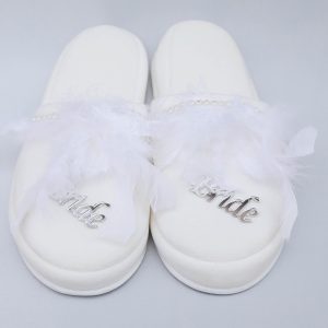 Bride Havlu Terlik Beyaz Süslü - Görsel 3