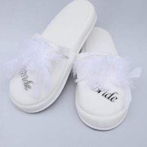 Bride Havlu Terlik Beyaz Süslü - Görsel 1