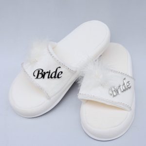 Bride Havlu Terlik Beyaz Süslü - Görsel 1