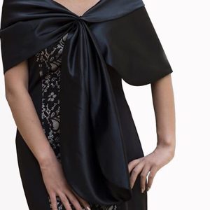 B027 SİYAH SATEN BOLERO - Görsel 1