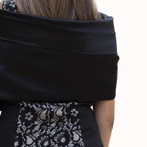 B027 SİYAH SATEN BOLERO - Görsel 2